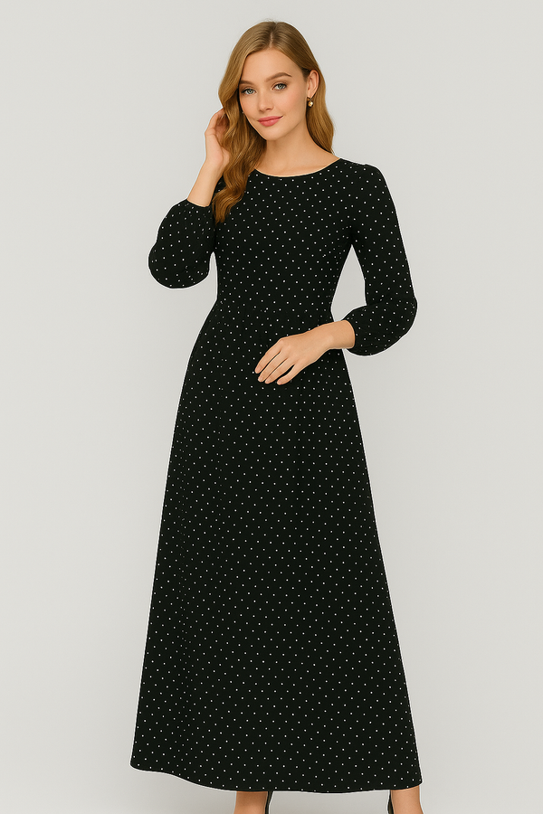 Midnight Charm Polka Dot Dress